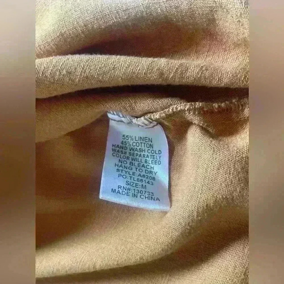 Umgee Top Orange Oversized Short Cuffed Sleeve Linen Button Up Women’s Medium - Picture 7 of 8